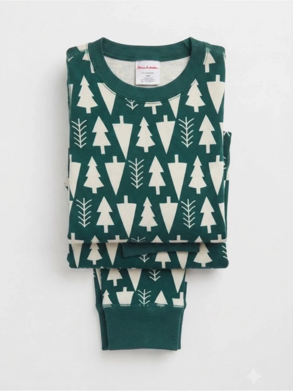Hanna Andersson Organic Pajamas Size 160 US 14 Green Holiday Christmas Tree